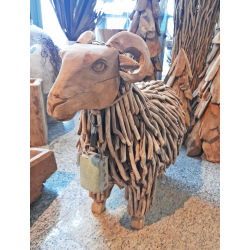 Baran z drewna tekowego Dekoracja Ozdoba 1:1 XL